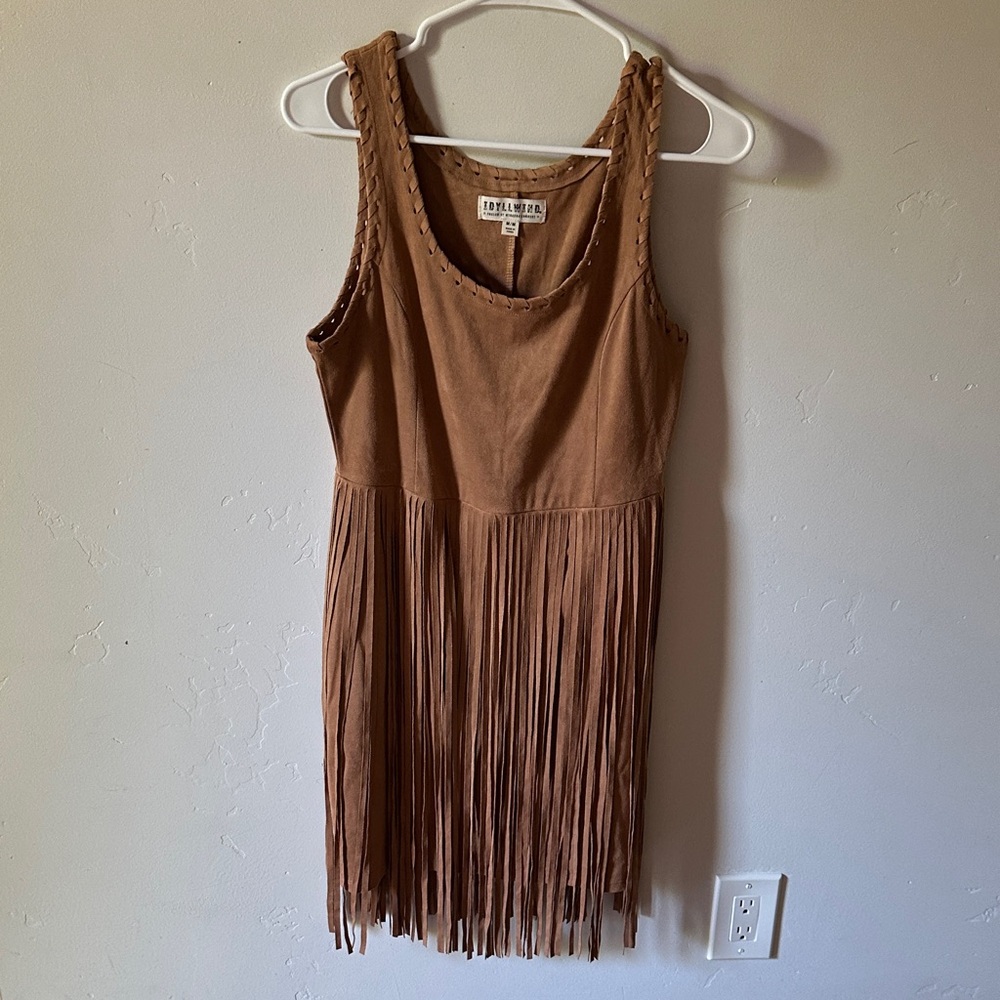 Idyllwind Brown Fringe Mini Dress